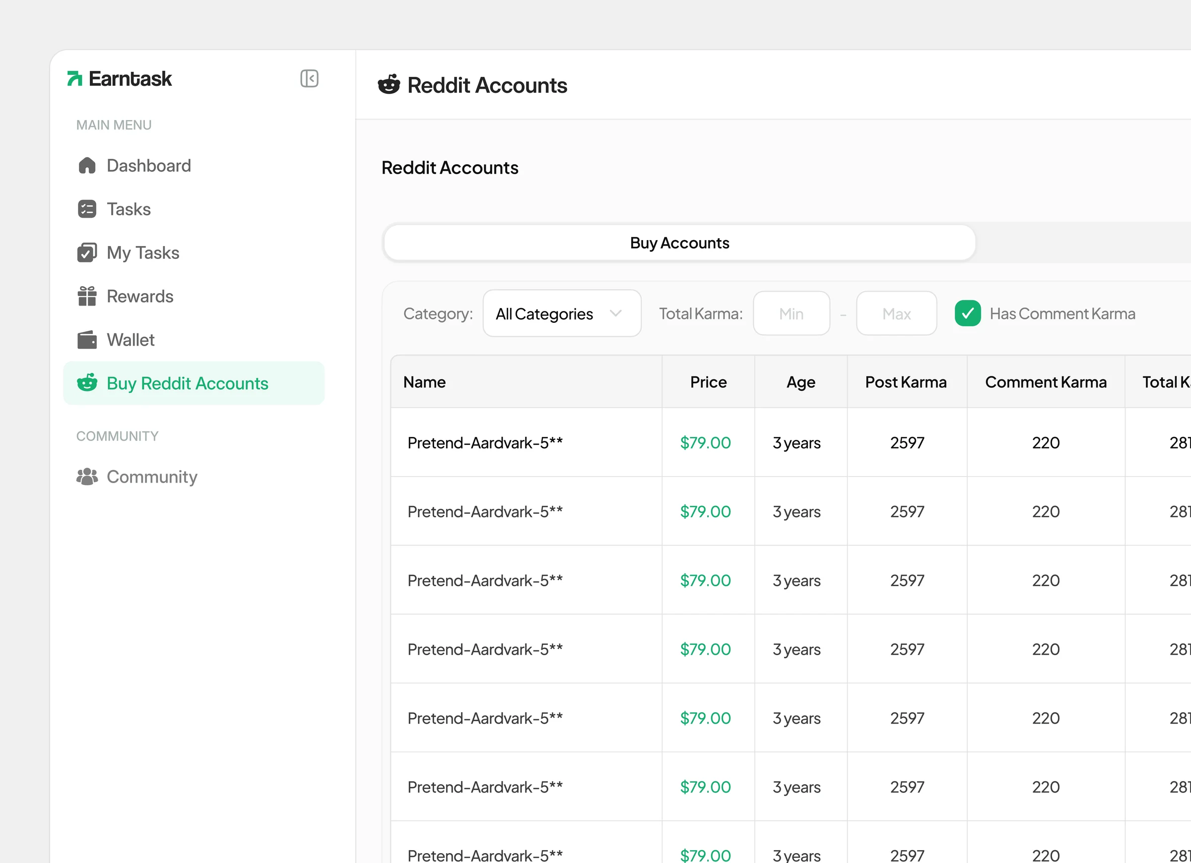 Community rewards marketplace